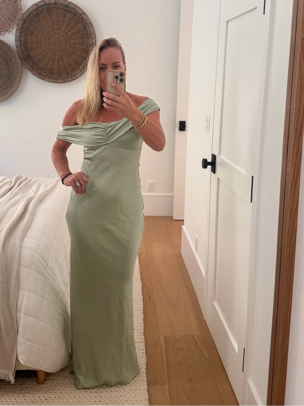 Princess Polly Sage Green One-Shoulder Maxi Dress